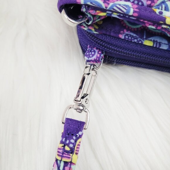 NWOT Vera Bradley 3 in 1 Crossbody Wristlet Batik Leaves All In One Purple RFID - Picture 8 of 16